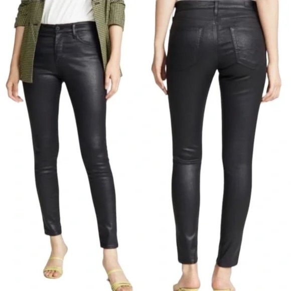 Ag Adriano Goldschmied Denim - Adriano Goldschmied AG Black Farrah Skinny Jeans Coated High Waist 26